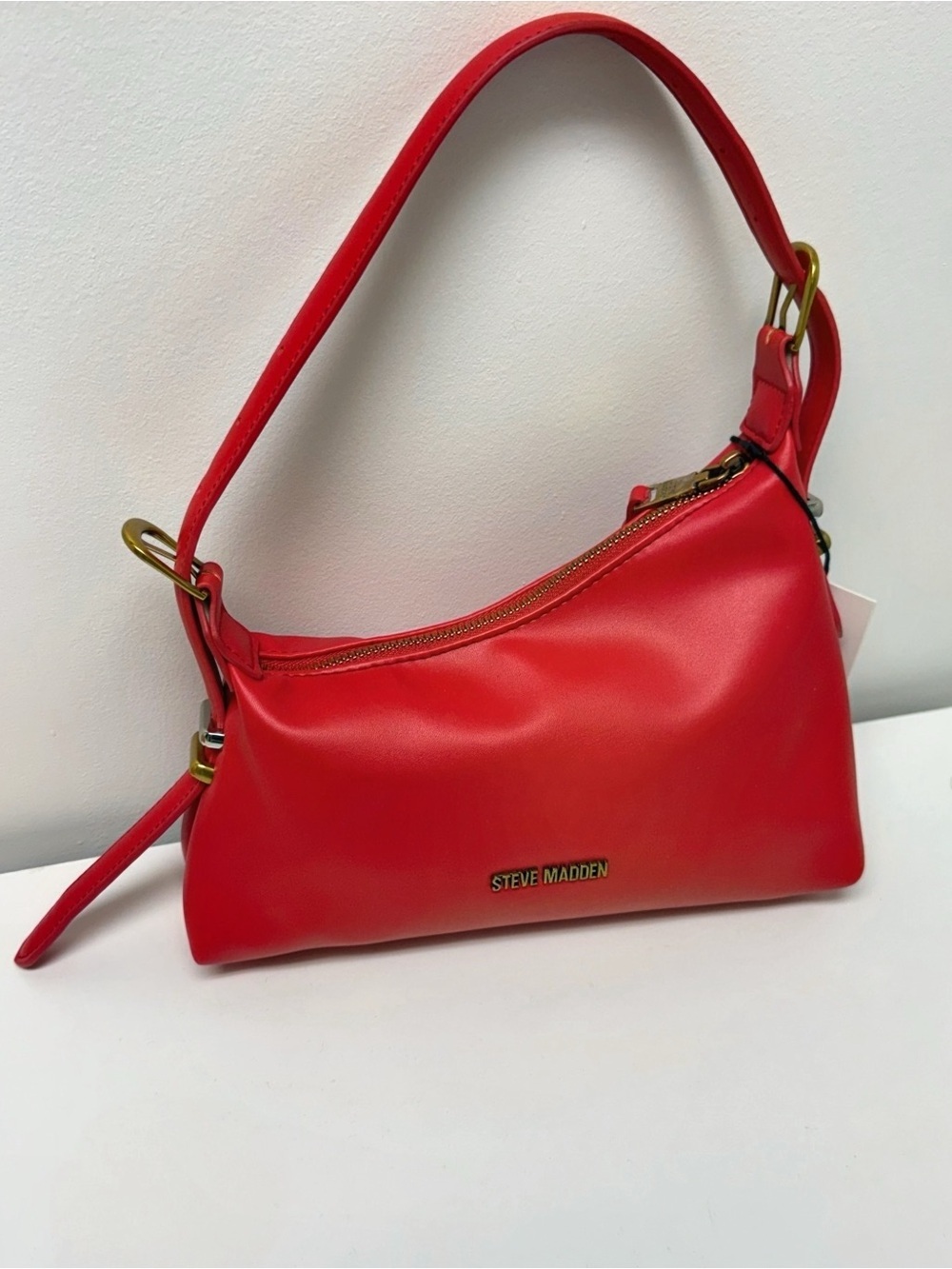 Steve Madden Bold Red Shoulder Bag with Gold Hardware